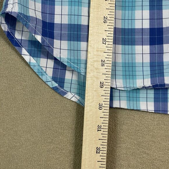 Gitman Bros Shirt Mens Medium Blue Plaid Button Down Designer Preppy Lightweight - Picture 8 of 12